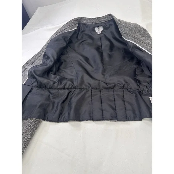 Worthington Petite Med Pleated Cropped herringbone Button jacket. Well tailored. - Picture 6 of 14